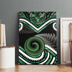Koru Pounamu Aotearoa Canvas Wall Art Maori Paua Shell Mix Silver Fern