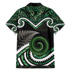 Koru Pounamu Aotearoa Family Matching Summer Maxi Dress and Hawaiian Shirt Maori Paua Shell Mix Silver Fern