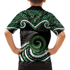 Koru Pounamu Aotearoa Hawaiian Shirt Maori Paua Shell Mix Silver Fern