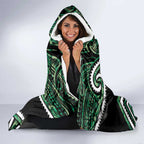 Koru Pounamu Aotearoa Hooded Blanket Maori Paua Shell Mix Silver Fern