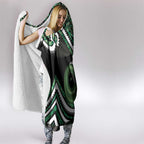 Koru Pounamu Aotearoa Hooded Blanket Maori Paua Shell Mix Silver Fern