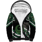 Koru Pounamu Aotearoa Sherpa Hoodie Maori Paua Shell Mix Silver Fern