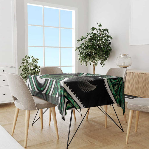 Koru Pounamu Aotearoa Tablecloth Maori Paua Shell Mix Silver Fern