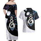 Aotearoa Pikorua Couples Matching Off Shoulder Maxi Dress and Hawaiian Shirt NZ Twist - Bond And Love