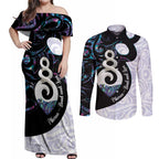 Aotearoa Pikorua Couples Matching Off Shoulder Maxi Dress and Long Sleeve Button Shirt NZ Twist - Bond And Love
