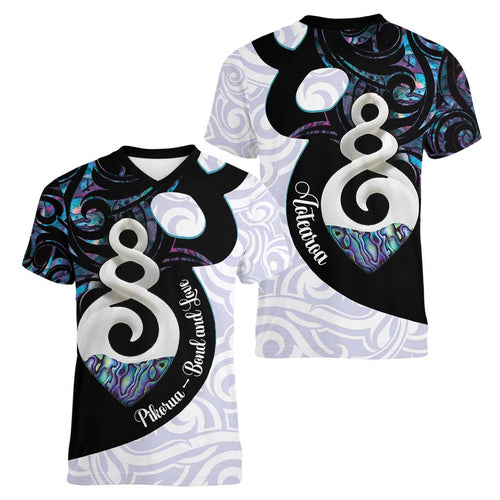 Aotearoa Pikorua Women V-Neck T-Shirt NZ Twist - Bond And Love