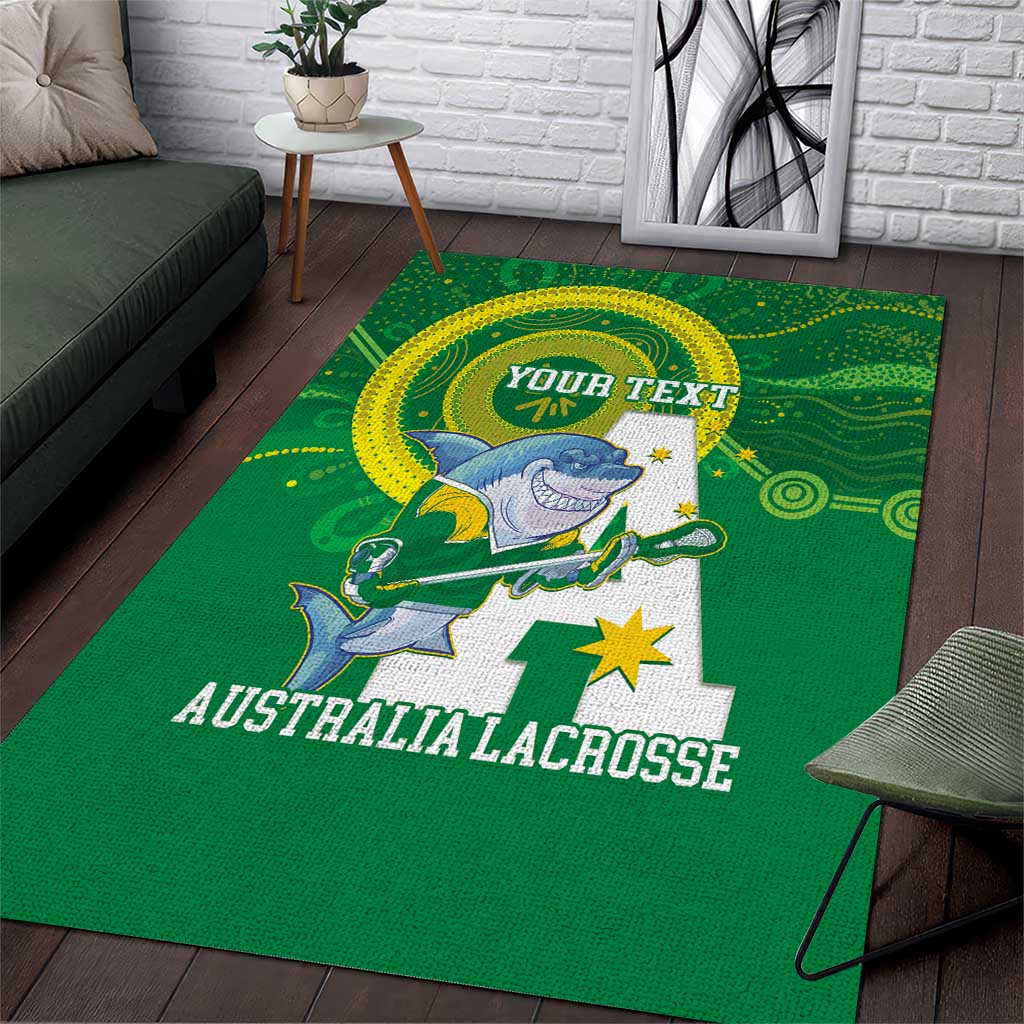 Custom Australia Lacrosse Area Rug Go Aussie Shark Aboriginal Art