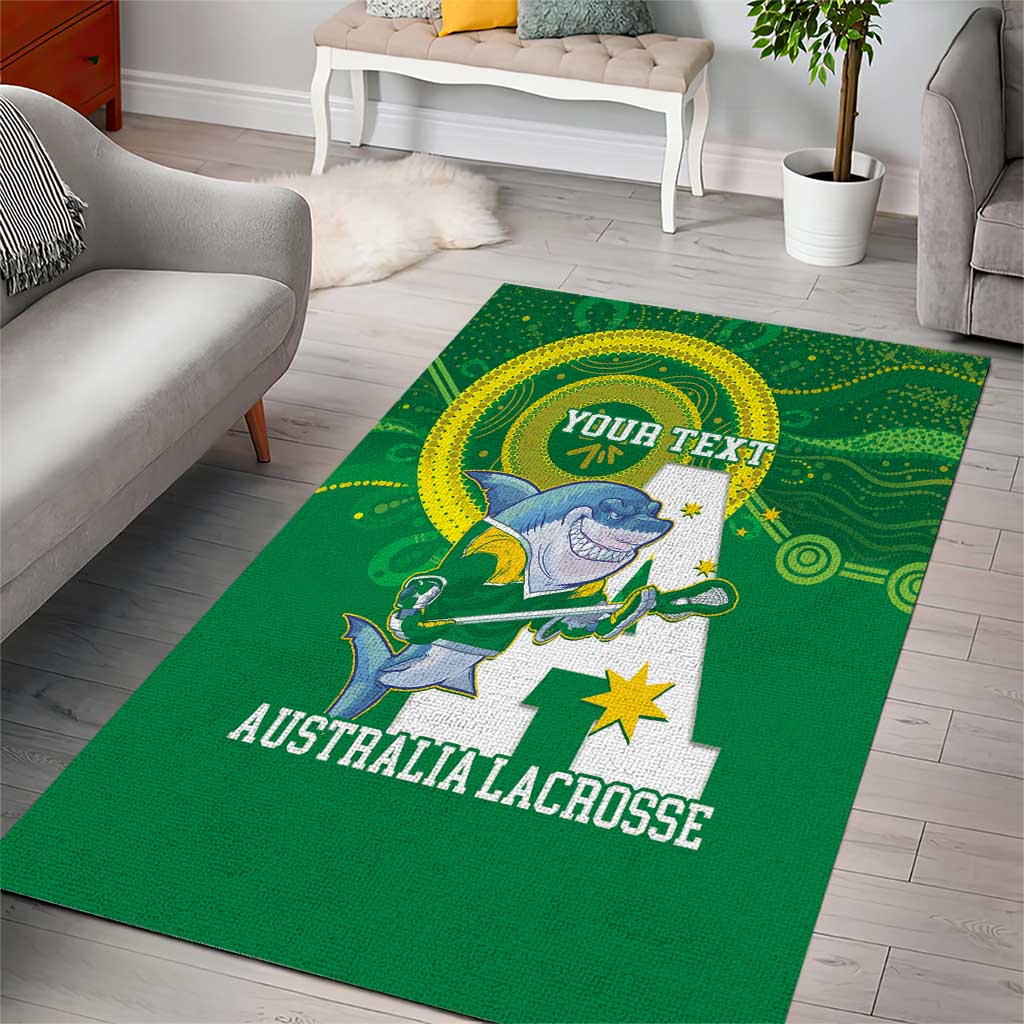 Custom Australia Lacrosse Area Rug Go Aussie Shark Aboriginal Art