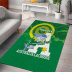 Custom Australia Lacrosse Area Rug Go Aussie Shark Aboriginal Art