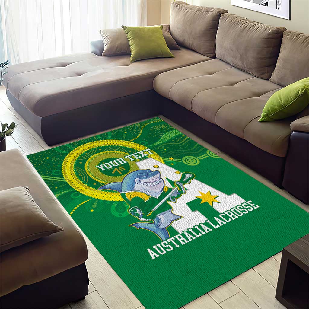 Custom Australia Lacrosse Area Rug Go Aussie Shark Aboriginal Art