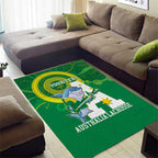 Custom Australia Lacrosse Area Rug Go Aussie Shark Aboriginal Art