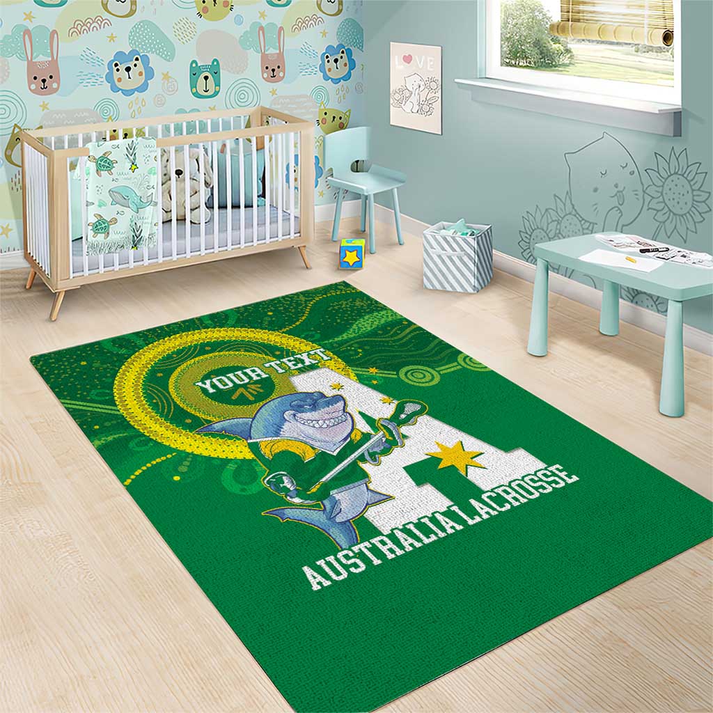 Custom Australia Lacrosse Area Rug Go Aussie Shark Aboriginal Art