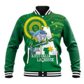 Custom Australia Lacrosse Baseball Jacket Go Aussie Shark Aboriginal Art