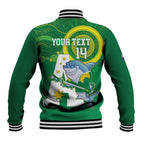 Custom Australia Lacrosse Baseball Jacket Go Aussie Shark Aboriginal Art