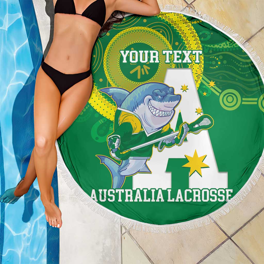 Custom Australia Lacrosse Beach Blanket Go Aussie Shark Aboriginal Art