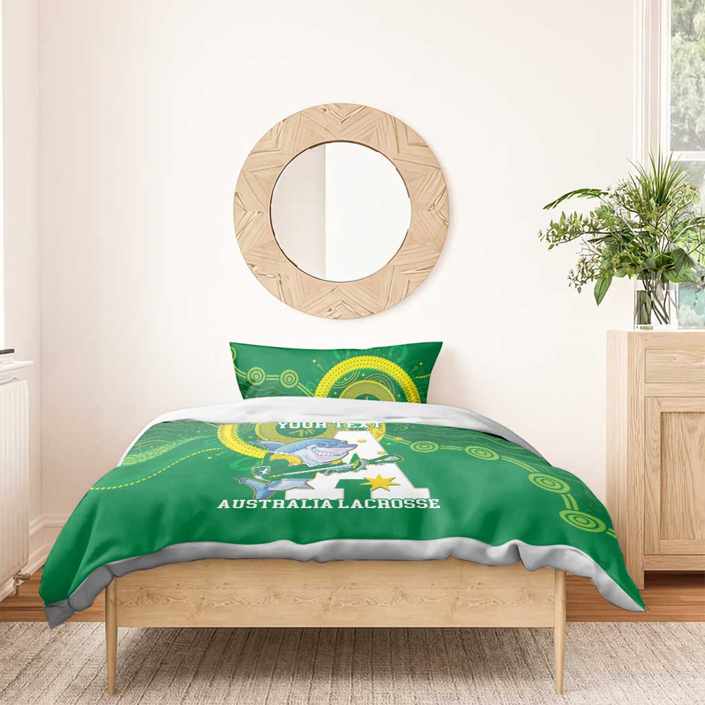 Custom Australia Lacrosse Bedding Set Go Aussie Shark Aboriginal Art