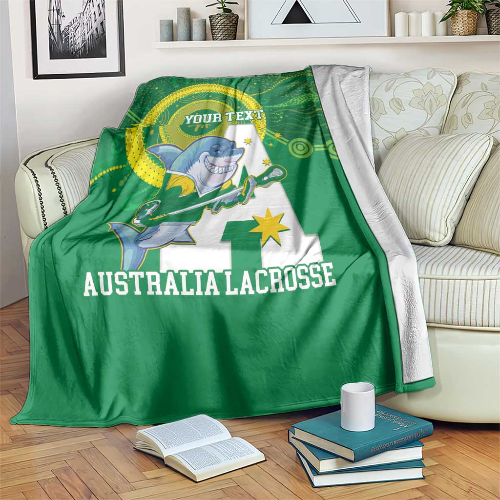 Custom Australia Lacrosse Blanket Go Aussie Shark Aboriginal Art