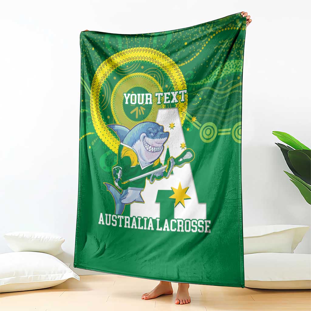Custom Australia Lacrosse Blanket Go Aussie Shark Aboriginal Art