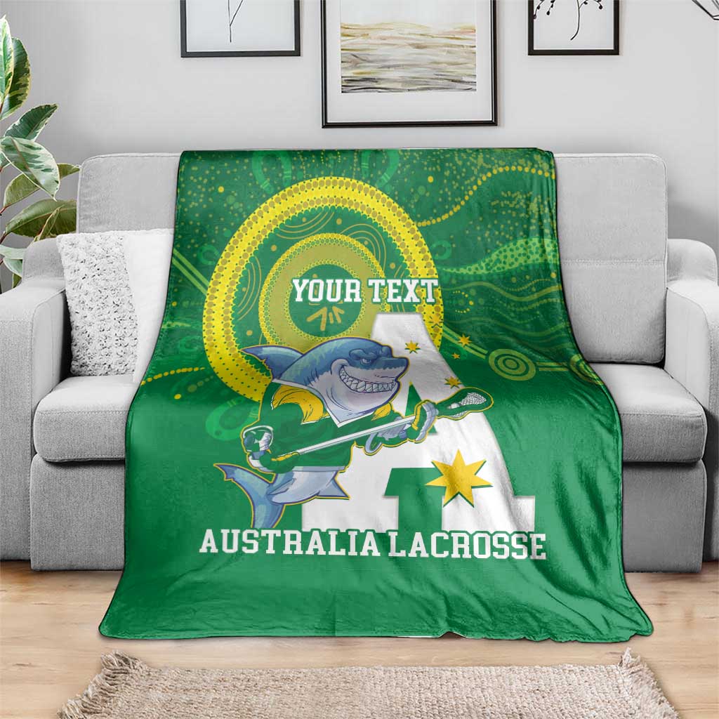 Custom Australia Lacrosse Blanket Go Aussie Shark Aboriginal Art