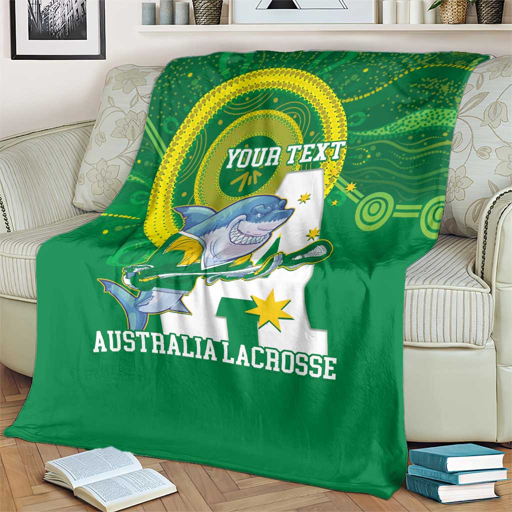 Custom Australia Lacrosse Blanket Go Aussie Shark Aboriginal Art