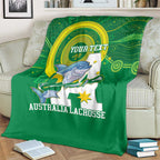 Custom Australia Lacrosse Blanket Go Aussie Shark Aboriginal Art