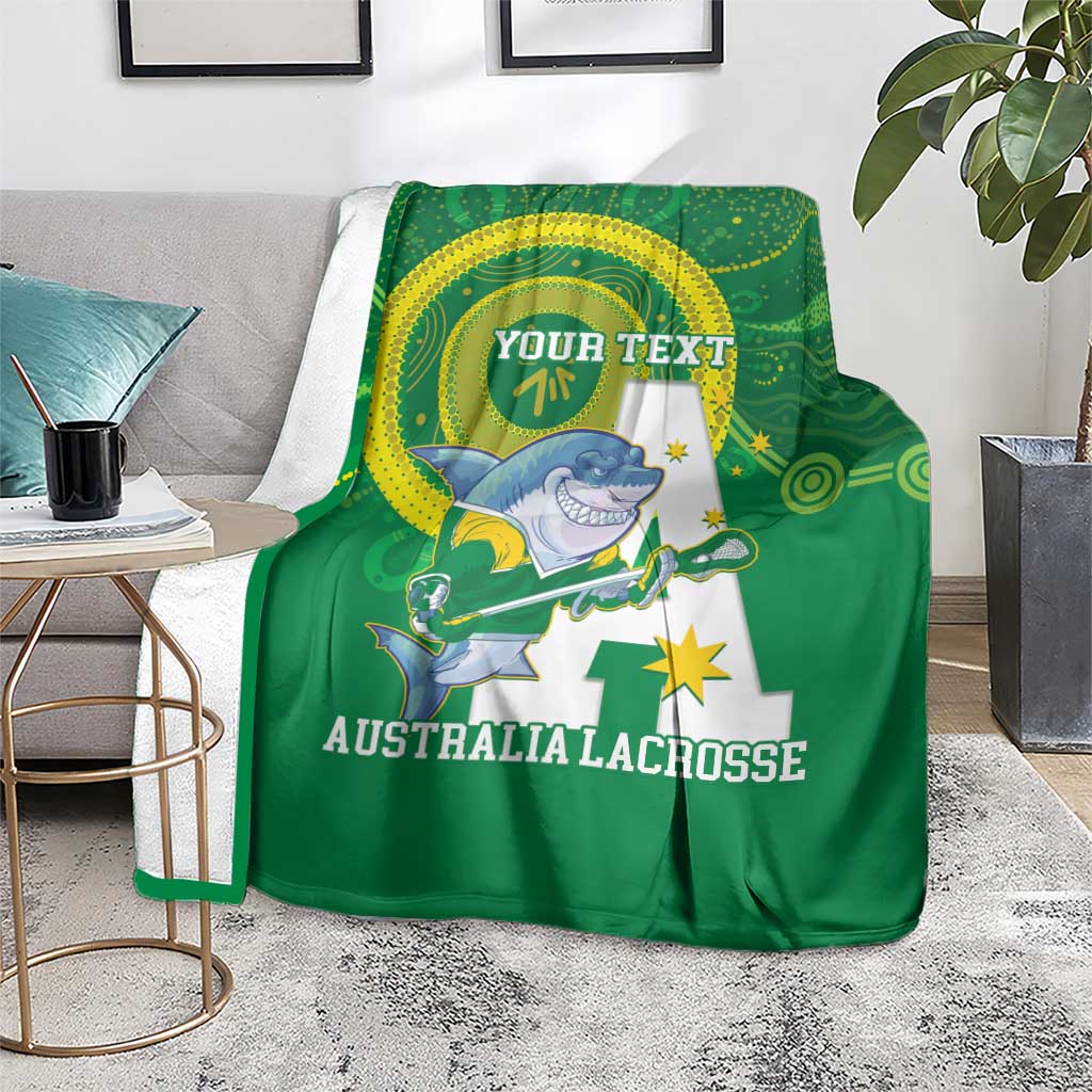 Custom Australia Lacrosse Blanket Go Aussie Shark Aboriginal Art