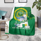 Custom Australia Lacrosse Blanket Go Aussie Shark Aboriginal Art
