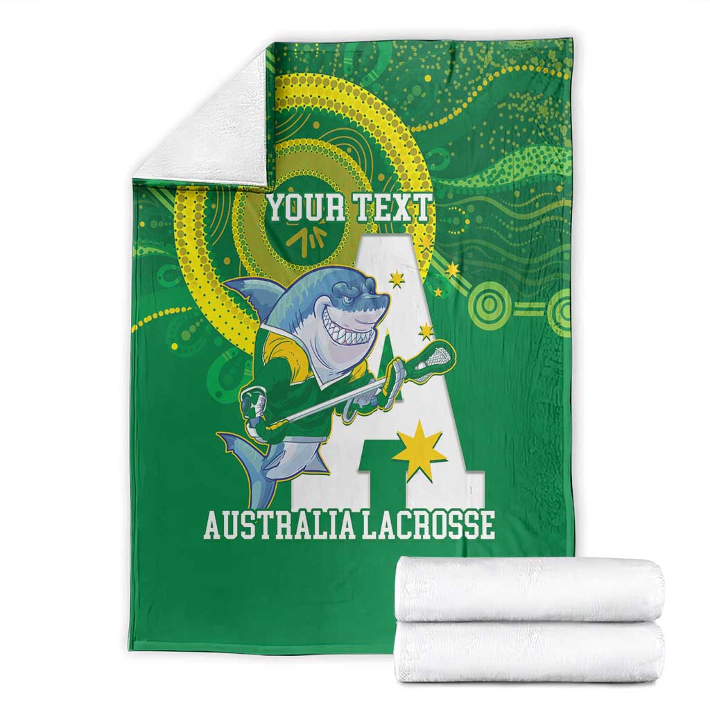 Custom Australia Lacrosse Blanket Go Aussie Shark Aboriginal Art