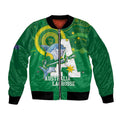 Custom Australia Lacrosse Bomber Jacket Go Aussie Shark Aboriginal Art