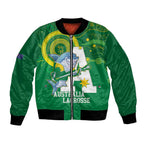 Custom Australia Lacrosse Bomber Jacket Go Aussie Shark Aboriginal Art