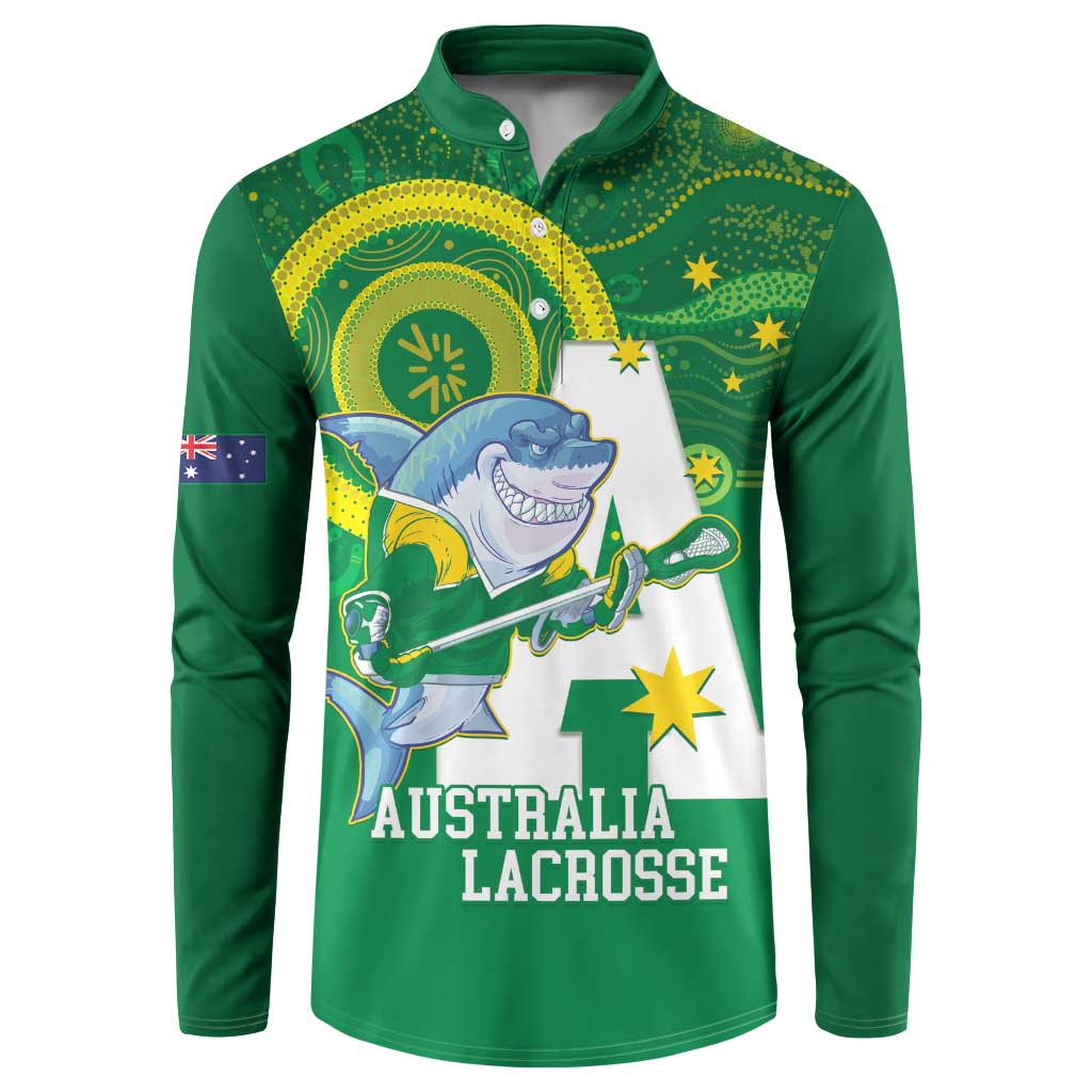 Custom Australia Lacrosse Button Sweatshirt Go Aussie Shark Aboriginal Art