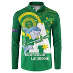 Custom Australia Lacrosse Button Sweatshirt Go Aussie Shark Aboriginal Art