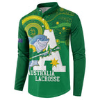 Custom Australia Lacrosse Button Sweatshirt Go Aussie Shark Aboriginal Art