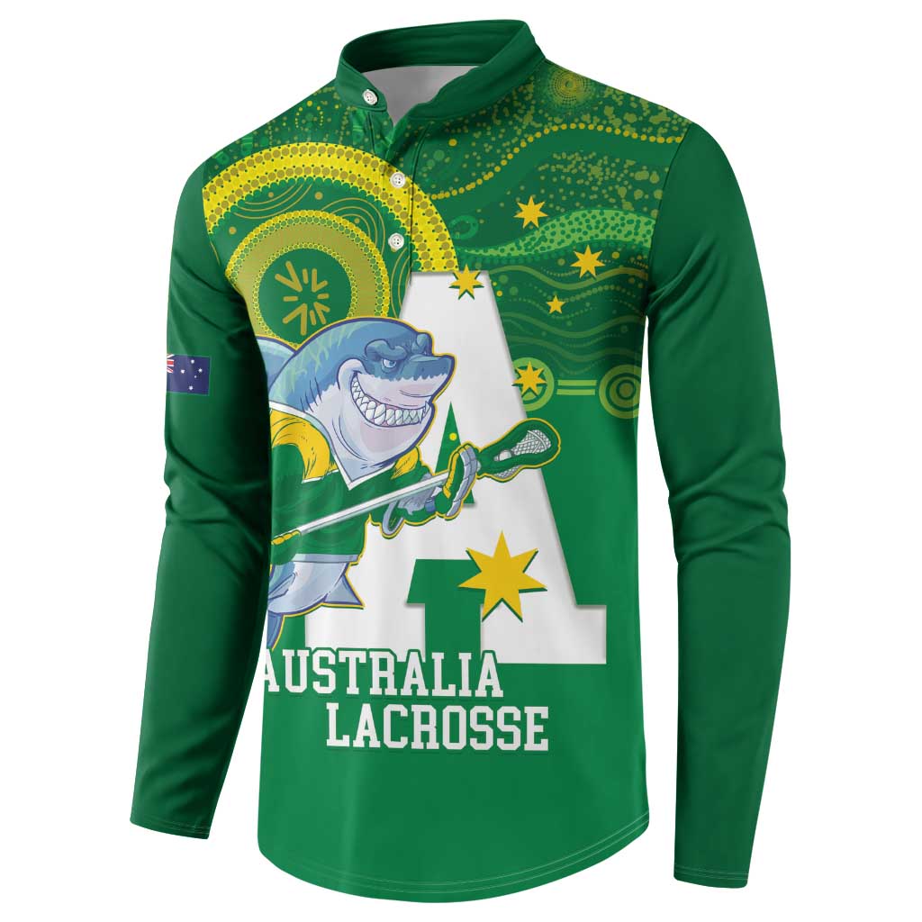 Custom Australia Lacrosse Button Sweatshirt Go Aussie Shark Aboriginal Art