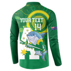Custom Australia Lacrosse Button Sweatshirt Go Aussie Shark Aboriginal Art