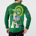 Custom Australia Lacrosse Button Sweatshirt Go Aussie Shark Aboriginal Art