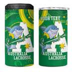 Custom Australia Lacrosse 4 in 1 Can Cooler Tumbler Go Aussie Shark Aboriginal Art