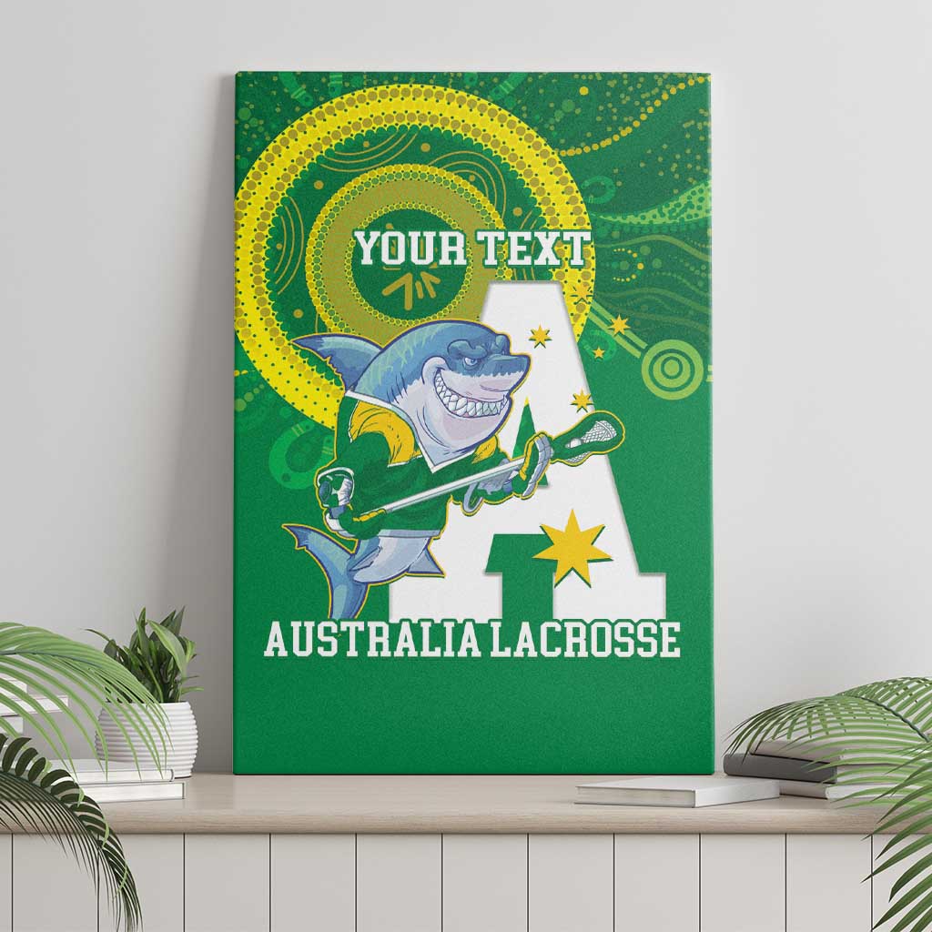 Custom Australia Lacrosse Canvas Wall Art Go Aussie Shark Aboriginal Art