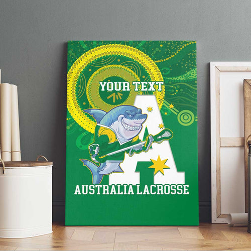Custom Australia Lacrosse Canvas Wall Art Go Aussie Shark Aboriginal Art
