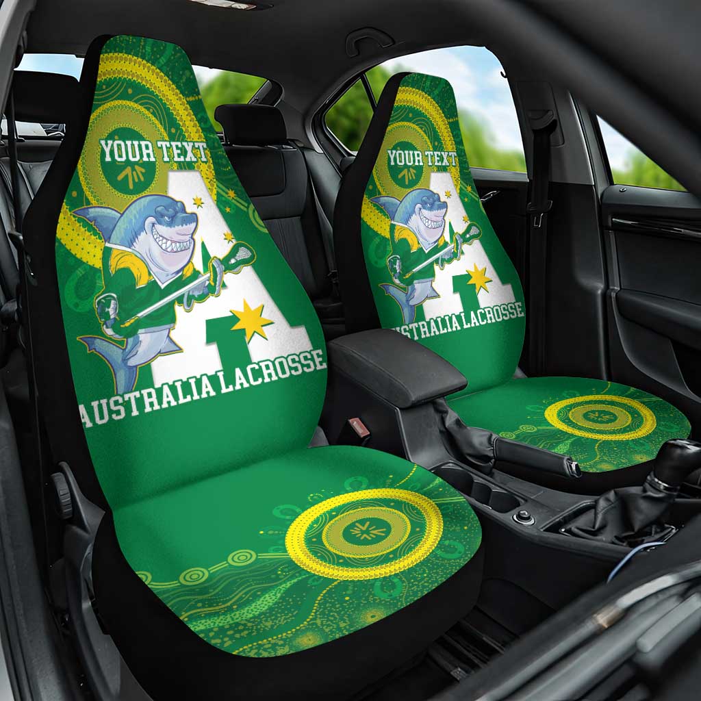 Custom Australia Lacrosse Car Seat Cover Go Aussie Shark Aboriginal Art