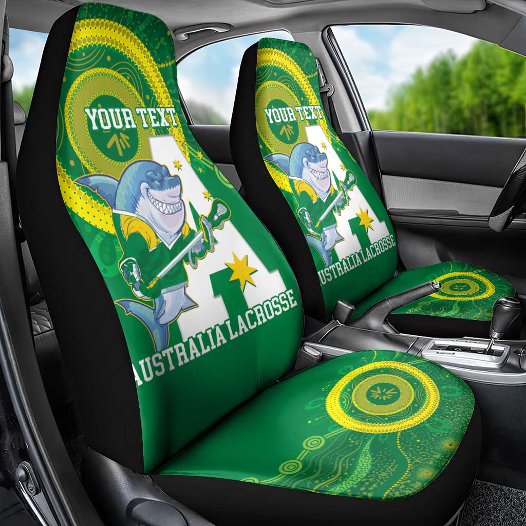 Custom Australia Lacrosse Car Seat Cover Go Aussie Shark Aboriginal Art