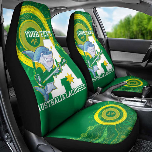Custom Australia Lacrosse Car Seat Cover Go Aussie Shark Aboriginal Art