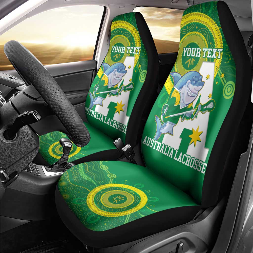 Custom Australia Lacrosse Car Seat Cover Go Aussie Shark Aboriginal Art