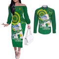 Custom Australia Lacrosse Couples Matching Off The Shoulder Long Sleeve Dress and Long Sleeve Button Shirt Go Aussie Shark Aboriginal Art