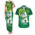Custom Australia Lacrosse Couples Matching Tank Maxi Dress and Hawaiian Shirt Go Aussie Shark Aboriginal Art