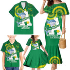 Custom Australia Lacrosse Family Matching Mermaid Dress and Hawaiian Shirt Go Aussie Shark Aboriginal Art