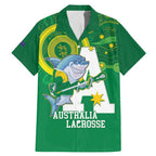 Custom Australia Lacrosse Family Matching Mermaid Dress and Hawaiian Shirt Go Aussie Shark Aboriginal Art
