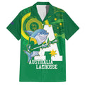 Custom Australia Lacrosse Family Matching Off The Shoulder Long Sleeve Dress and Hawaiian Shirt Go Aussie Shark Aboriginal Art