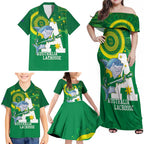 Custom Australia Lacrosse Family Matching Off Shoulder Maxi Dress and Hawaiian Shirt Go Aussie Shark Aboriginal Art