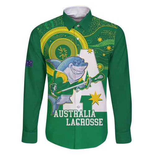 Custom Australia Lacrosse Family Matching Off Shoulder Short Dress and Hawaiian Shirt Go Aussie Shark Aboriginal Art